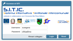 masschera di Login del servizio WebGIS